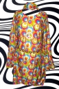 106 -   Psychedelic Twiggy Hippie Trompetenärmel AbbA Kleid Kostüm 60er 70er Jahre bunt Gr. 36 - 38